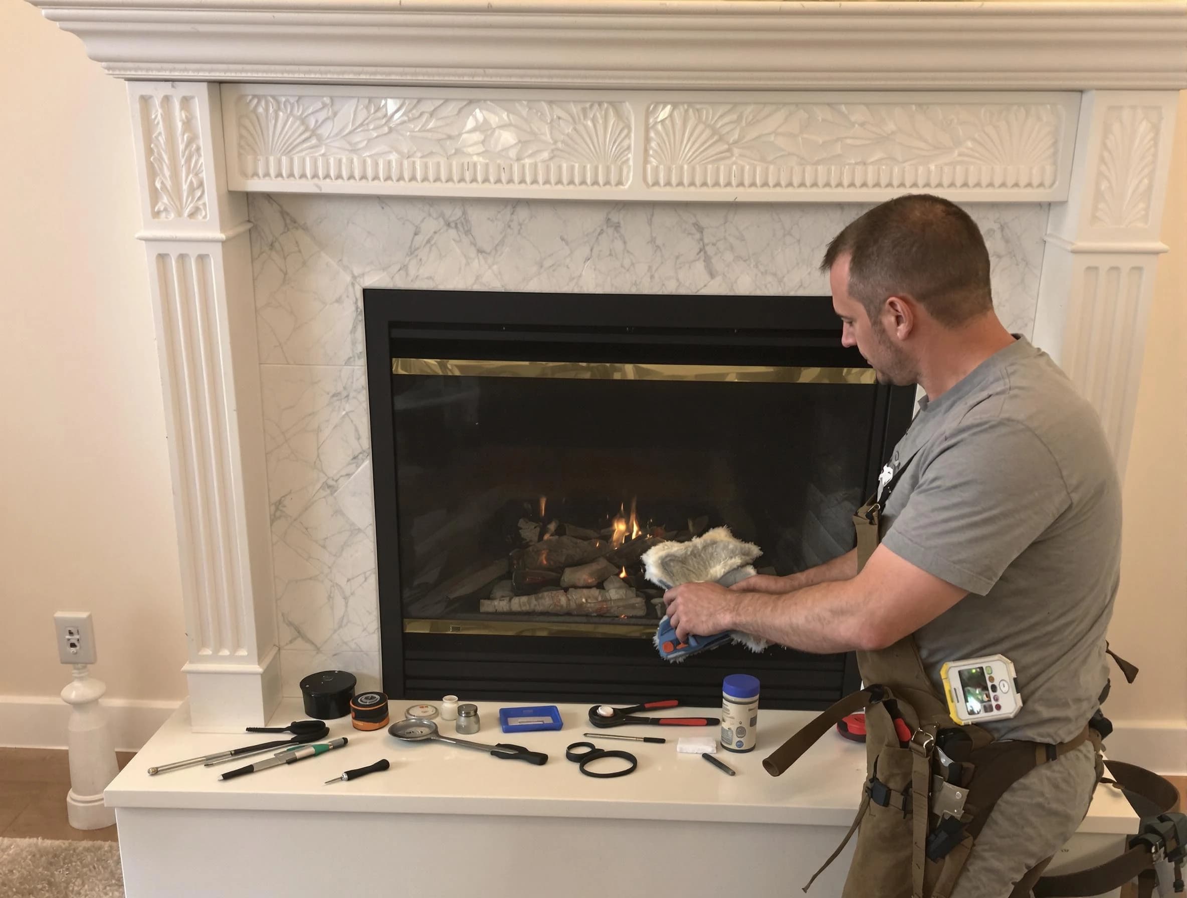 Chartiers Chimney Sweep performing fireplace maintenance in Chartiers, PA