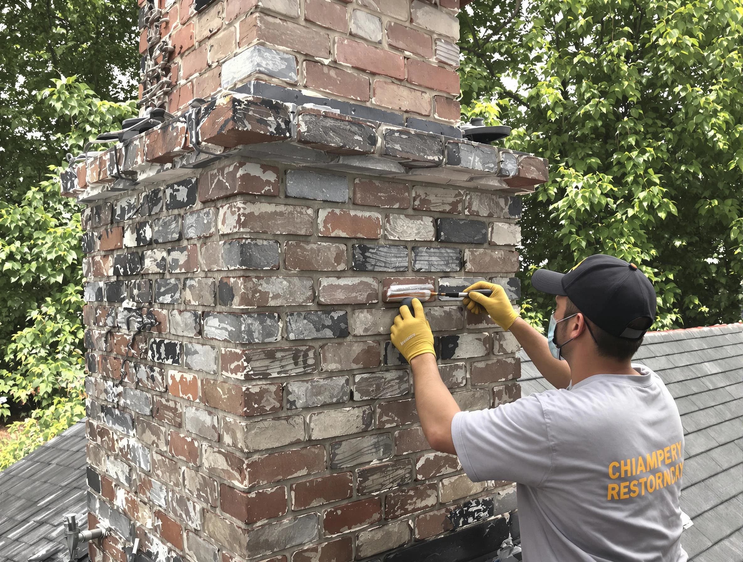 In-progress chimney restoration by Chartiers Chimney Sweep in Chartiers, PA