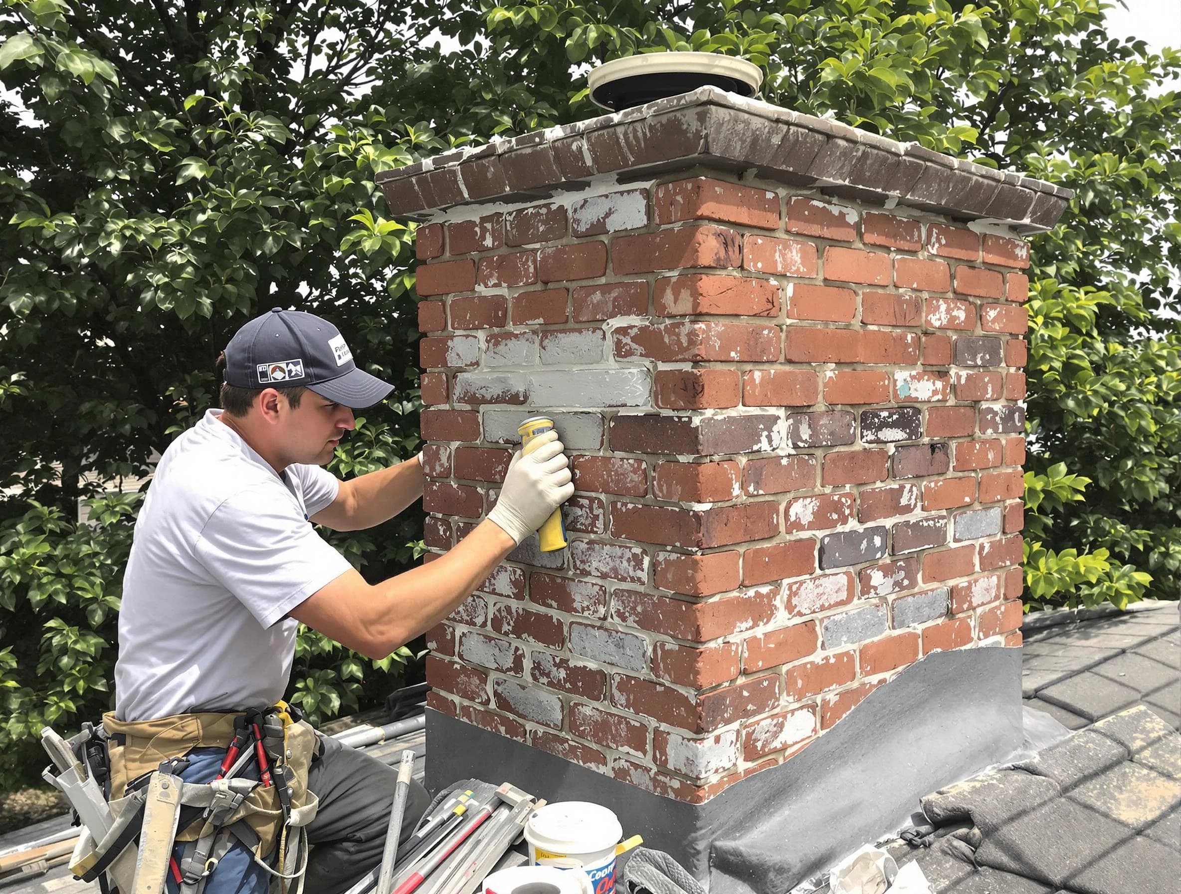 Chartiers Chimney Sweep restoring an aging chimney in Chartiers, PA
