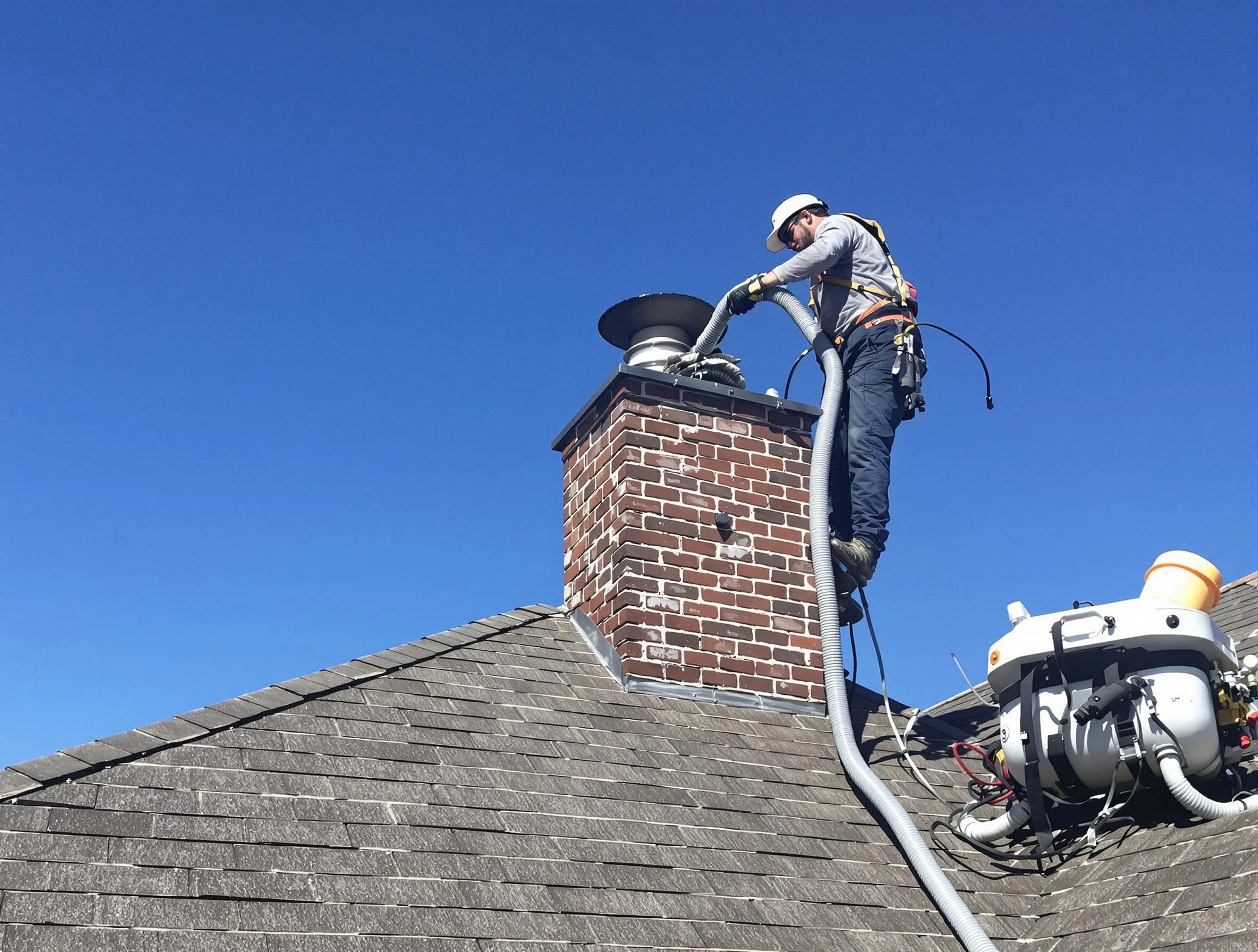 Dedicated Chartiers Chimney Sweep team member cleaning a chimney in Chartiers, PA