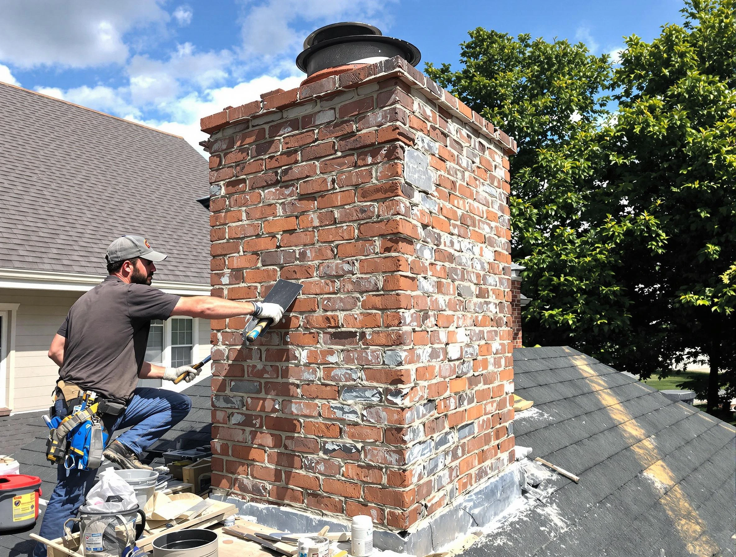 Completed chimney rebuild by Chartiers Chimney Sweep in Chartiers, PA