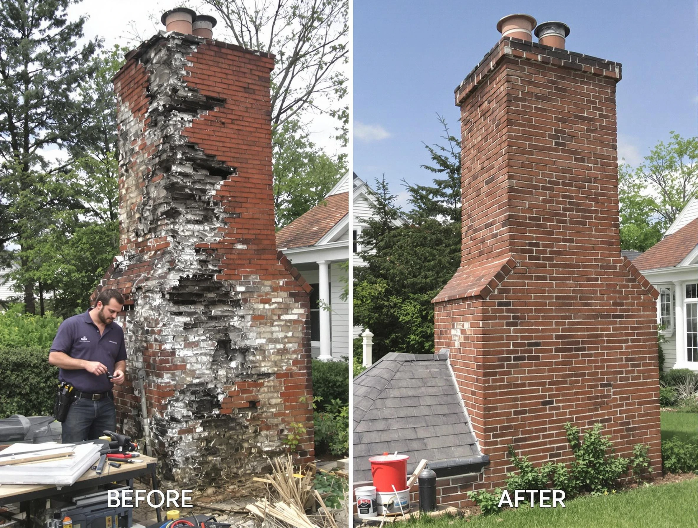 Chartiers Chimney Sweep performing a full chimney restoration in Chartiers, PA